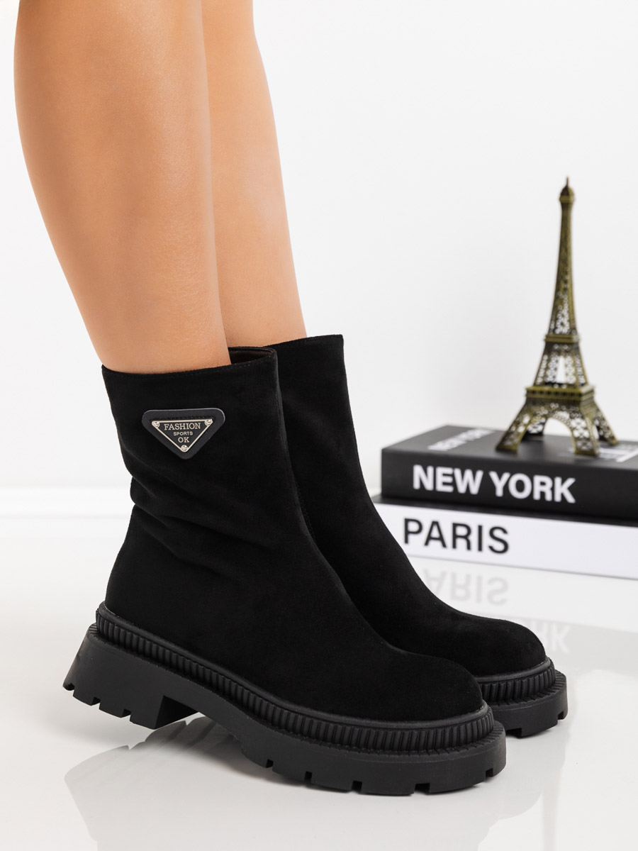 Ghete dama negre din material textil Onada - Kalapod.net Ghete dama negre din material textil Onada - Kalapod.net