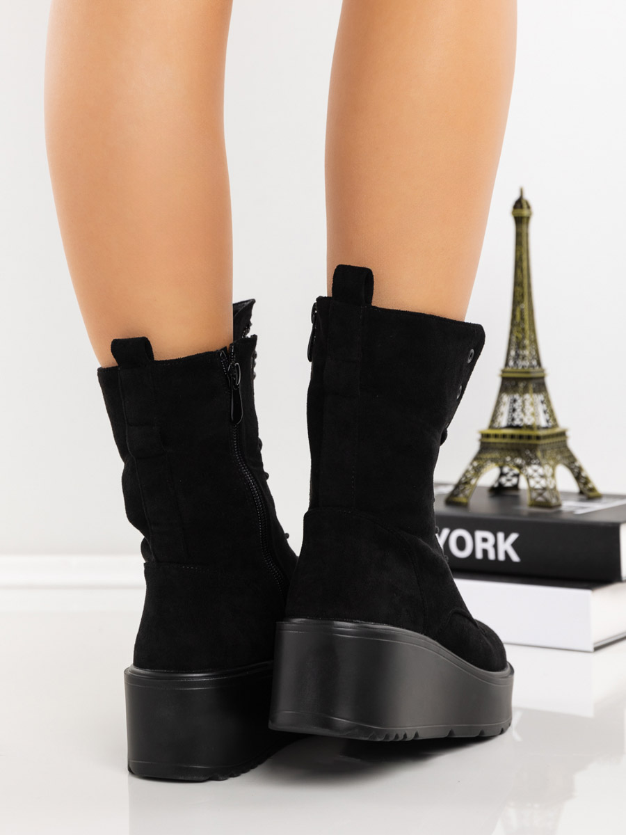 Ghete dama cu platforma negre din material textil Mariko, 5 - Kalapod.net Ghete dama cu platforma negre din material textil Mariko, 5 - Kalapod.net