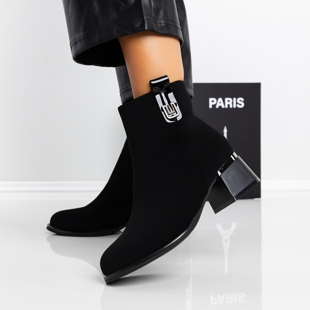 Botine dama cu toc negre din material textil Meriva, 4 - Kalapod.net Botine dama cu toc negre din material textil Meriva, 4 - Kalapod.net