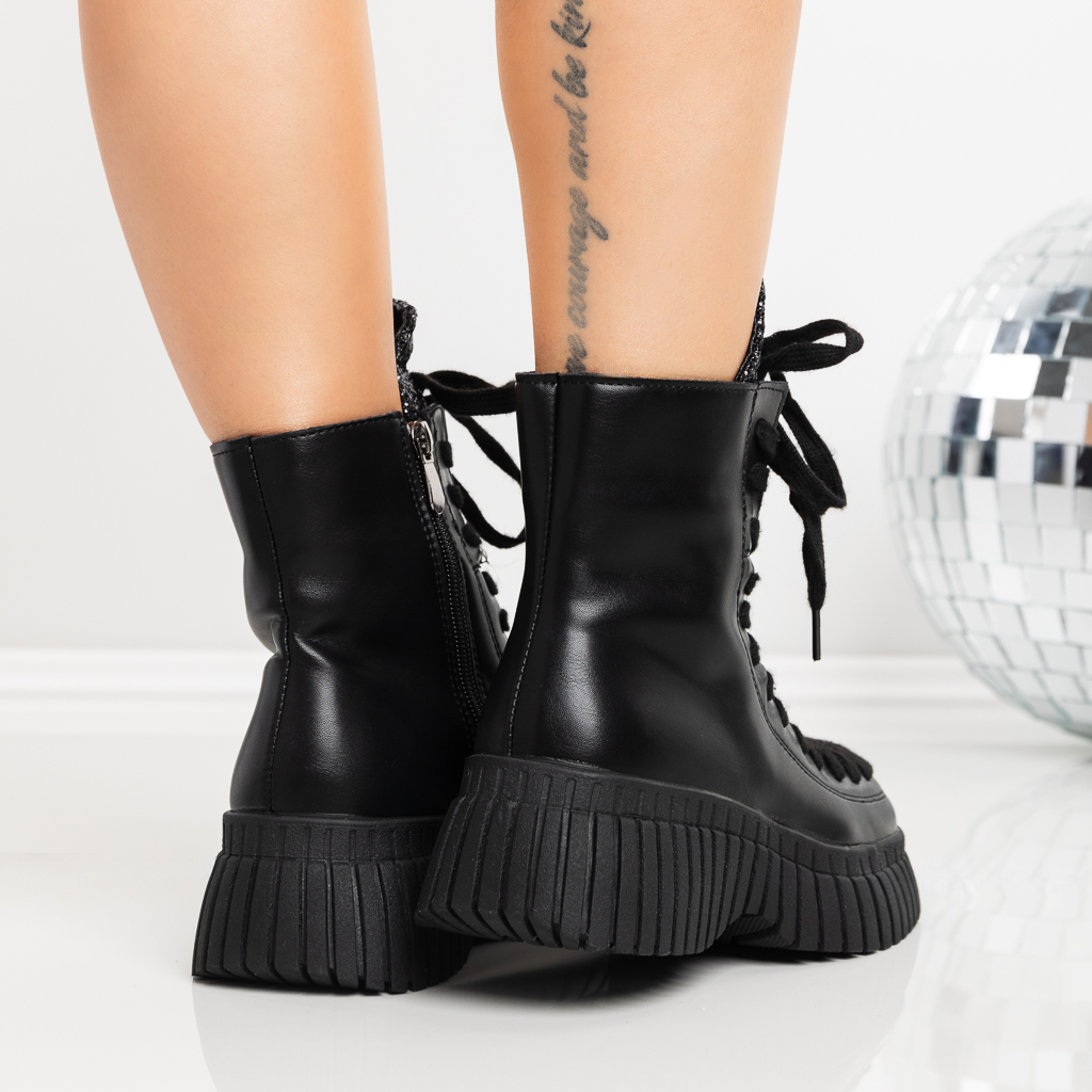 Ghete dama cu platforma negre din piele ecologica Elisha, 2 - Kalapod.net Ghete dama cu platforma negre din piele ecologica Elisha, 2 - Kalapod.net