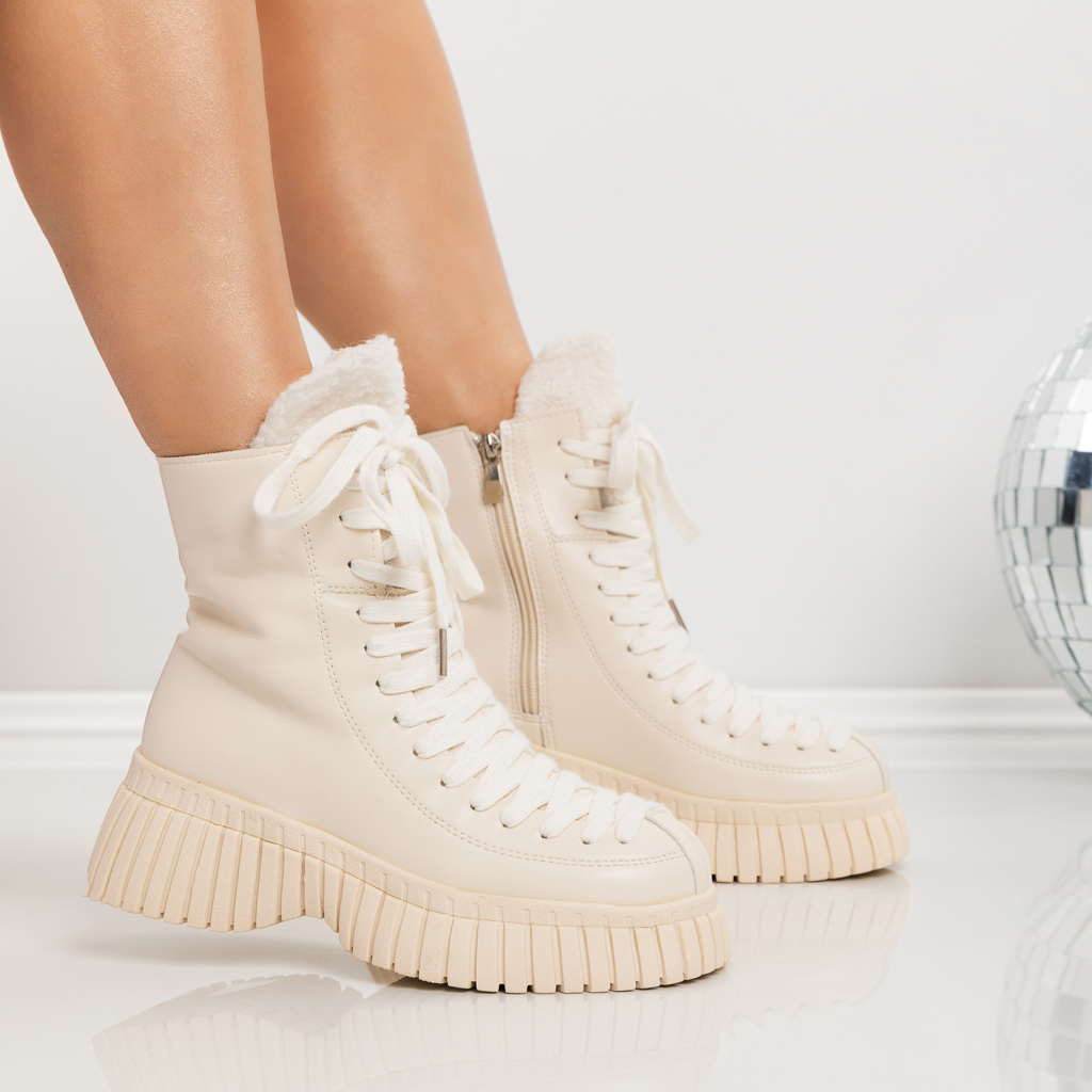 Ghete dama cu platforma bej din piele ecologica Elisha - Kalapod.net Ghete dama cu platforma bej din piele ecologica Elisha - Kalapod.net