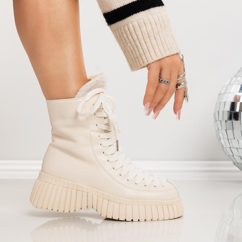 Ghete dama cu platforma bej din piele ecologica Elisha, 2 - Kalapod.net Ghete dama cu platforma bej din piele ecologica Elisha, 2 - Kalapod.net