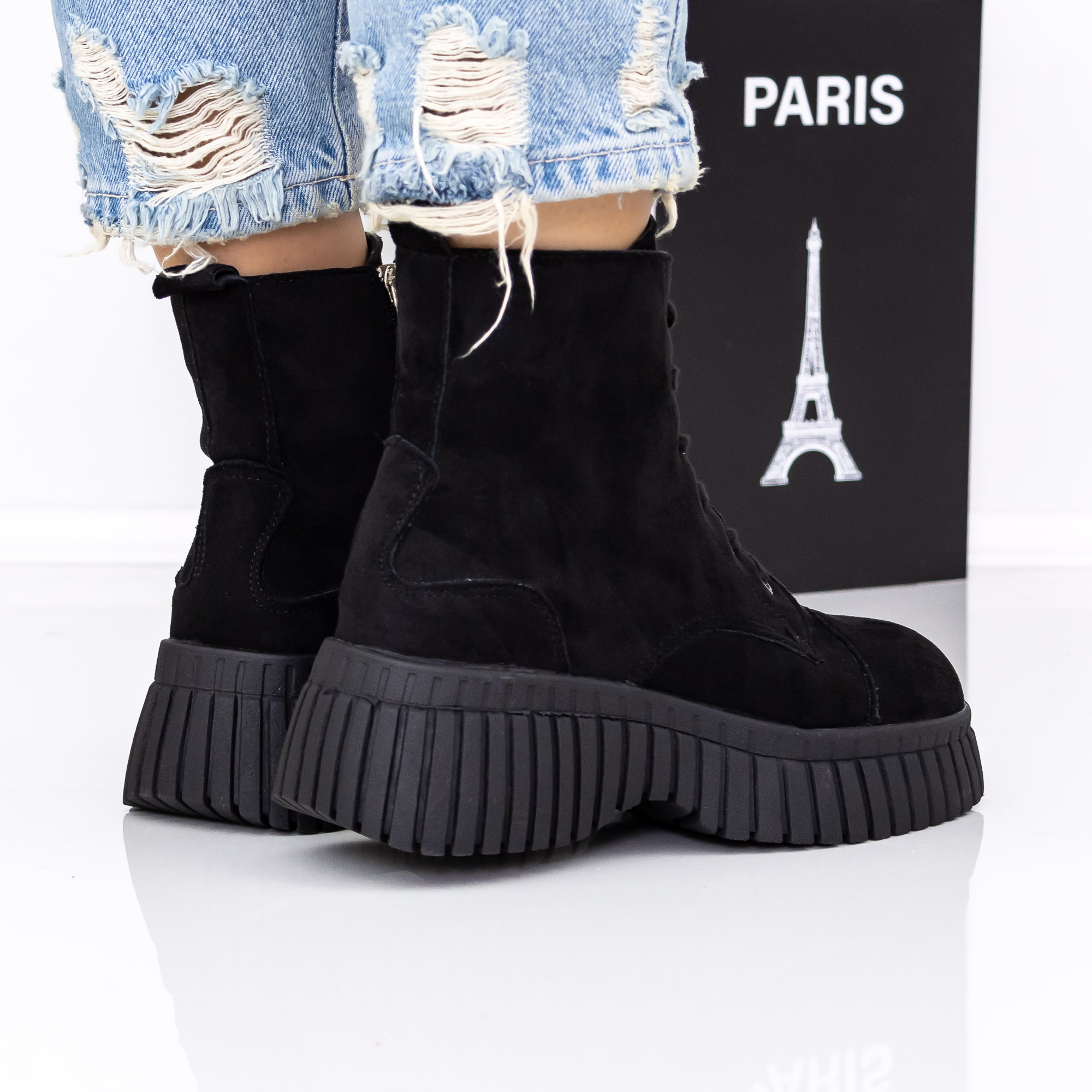 Ghete dama cu platforma negre din material textil Nerida, 4 - Kalapod.net Ghete dama cu platforma negre din material textil Nerida, 4 - Kalapod.net