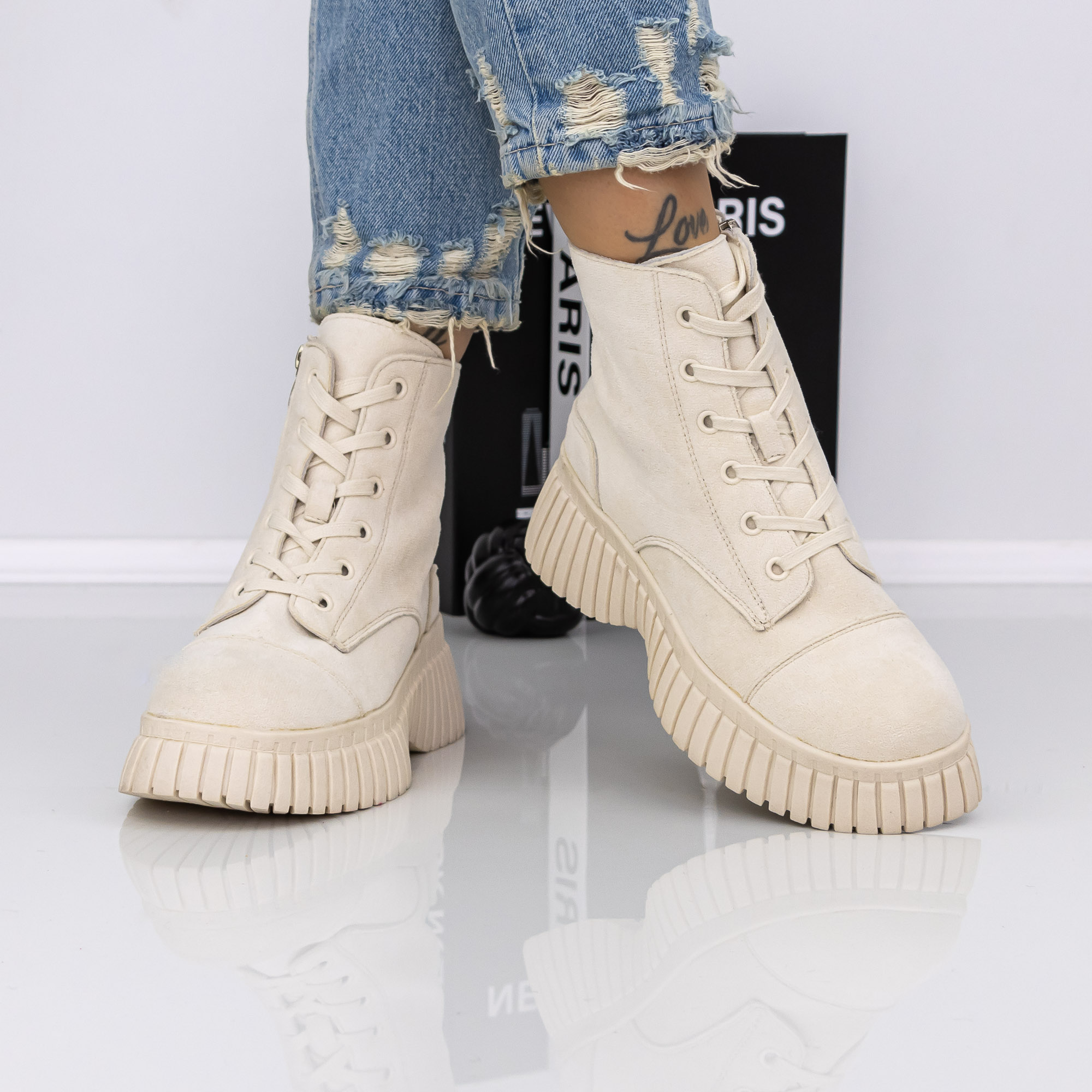 Ghete dama cu platforma bej din material textil Nerida, 3 - Kalapod.net Ghete dama cu platforma bej din material textil Nerida, 3 - Kalapod.net