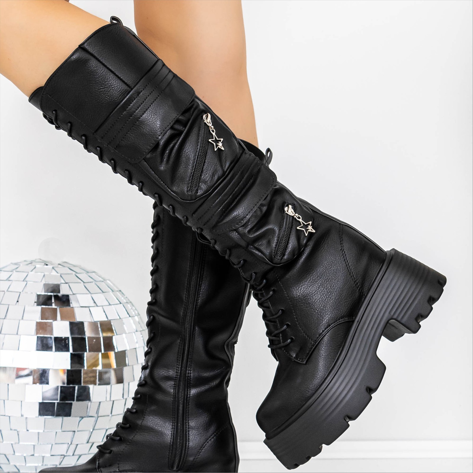 Ghete dama cu platforma negre din piele ecologica Odetta, 3 - Kalapod.net Ghete dama cu platforma negre din piele ecologica Odetta, 3 - Kalapod.net