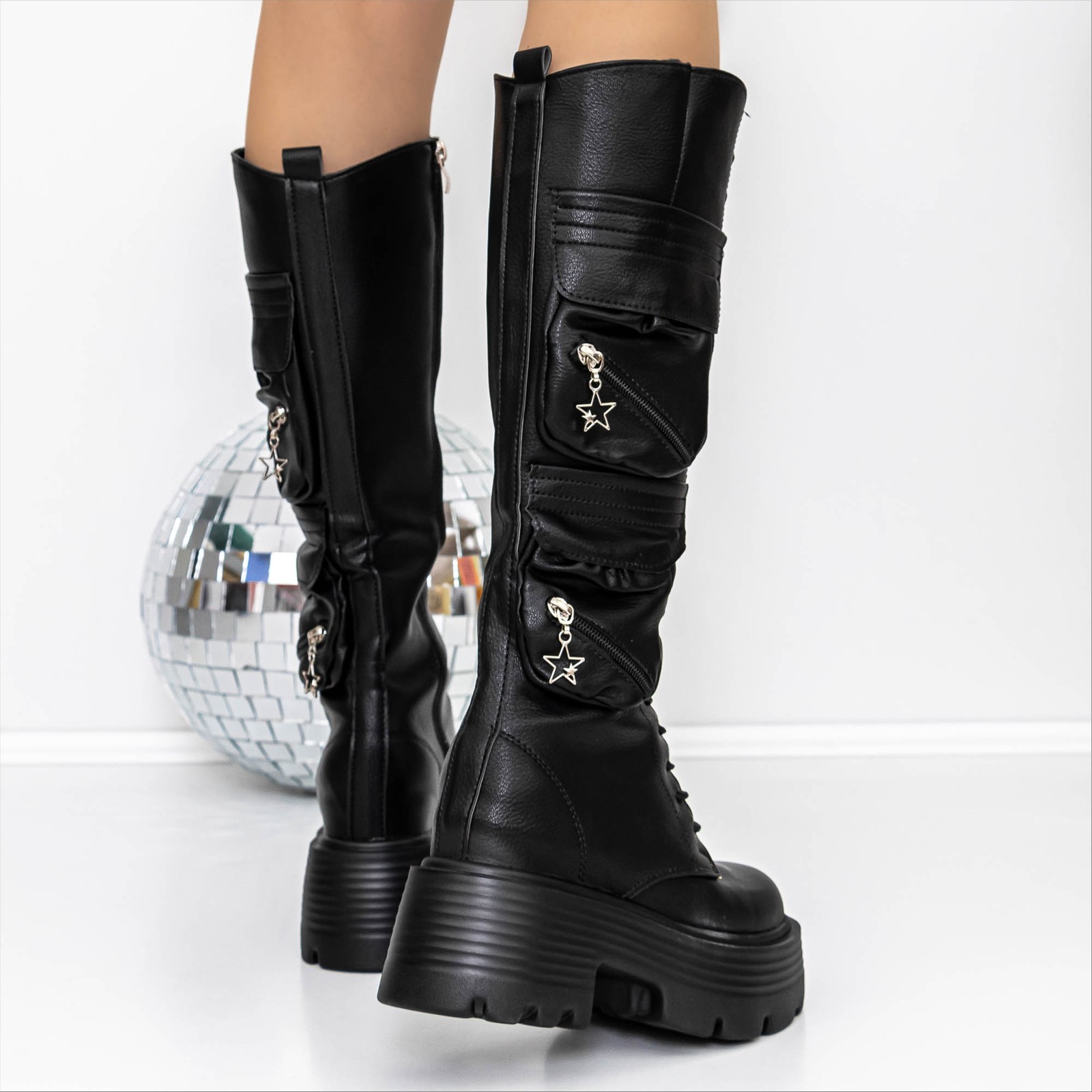 Ghete dama cu platforma negre din piele ecologica Odetta, 5 - Kalapod.net Ghete dama cu platforma negre din piele ecologica Odetta, 5 - Kalapod.net