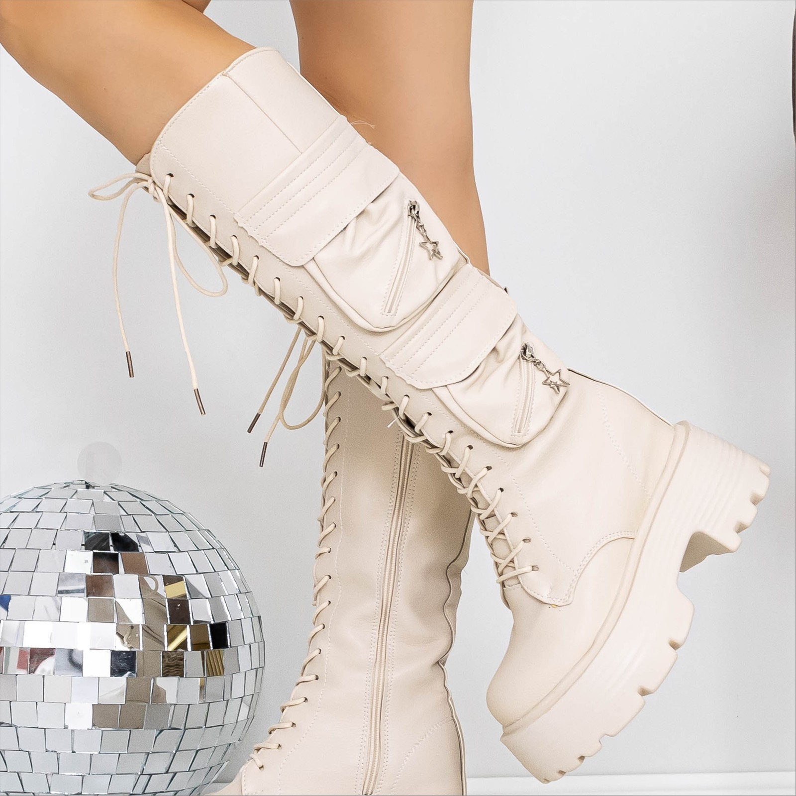 Ghete dama cu platforma bej din piele ecologica Odetta, 3 - Kalapod.net Ghete dama cu platforma bej din piele ecologica Odetta, 3 - Kalapod.net