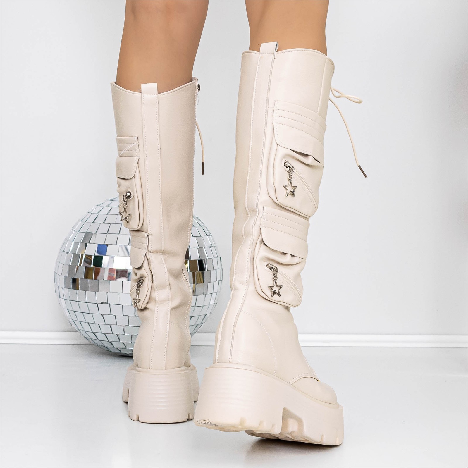 Ghete dama cu platforma bej din piele ecologica Odetta, 4 - Kalapod.net Ghete dama cu platforma bej din piele ecologica Odetta, 4 - Kalapod.net