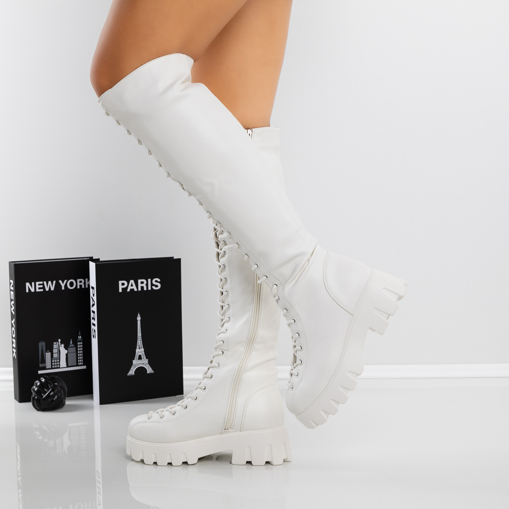 Ghete dama albe din piele ecologica Ramava, 3 - Kalapod.net Ghete dama albe din piele ecologica Ramava, 3 - Kalapod.net