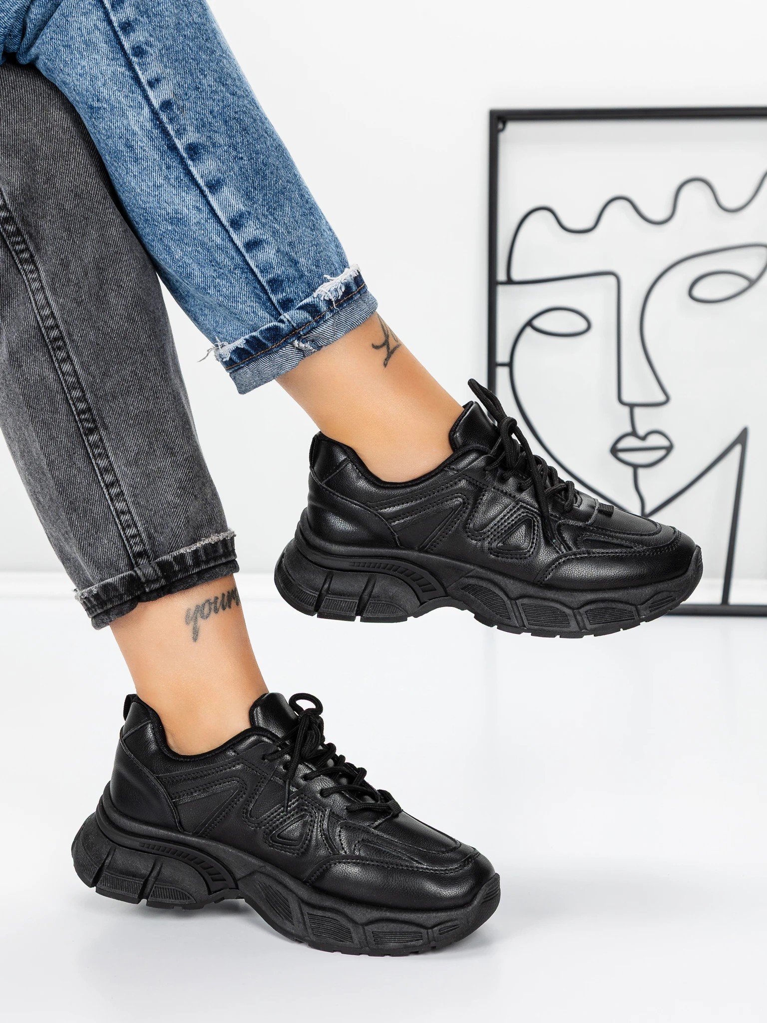 Pantofi sport dama negri din piele ecologica Karisa, 2 - Kalapod.net Pantofi sport dama negri din piele ecologica Karisa, 2 - Kalapod.net