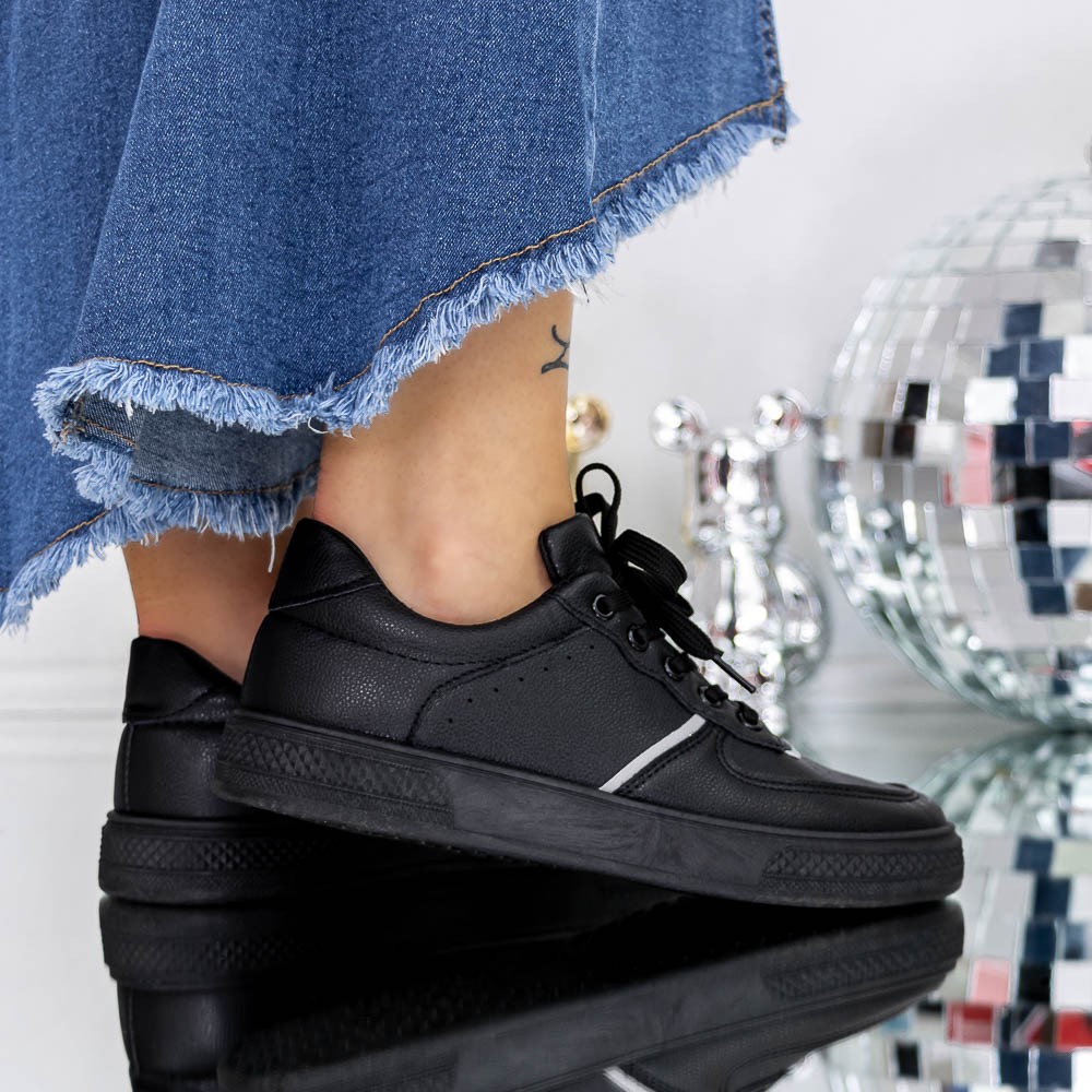 Pantofi sport dama negri din piele ecologica Evada, 5 - Kalapod.net Pantofi sport dama negri din piele ecologica Evada, 5 - Kalapod.net