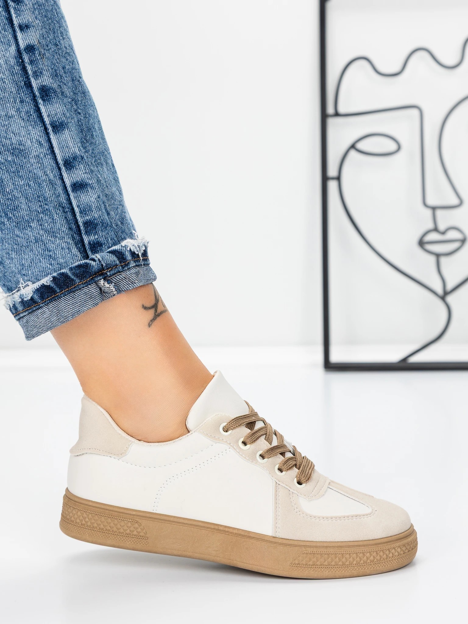 Pantofi sport dama bej deschis din piele ecologica Veida, 3 - Kalapod.net Pantofi sport dama bej deschis din piele ecologica Veida, 3 - Kalapod.net