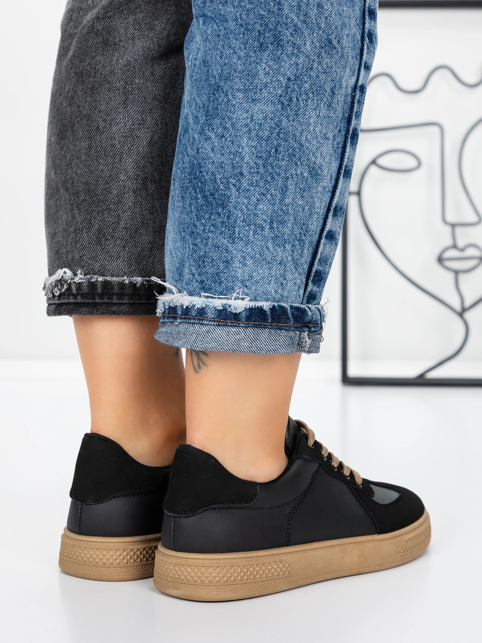 Pantofi sport dama negru cu bej din piele ecologica Veida, 5 - Kalapod.net Pantofi sport dama negru cu bej din piele ecologica Veida, 5 - Kalapod.net