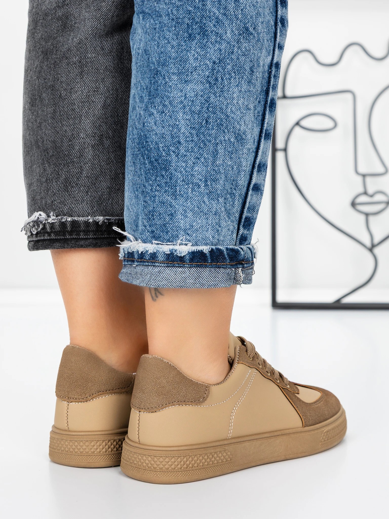 Pantofi sport dama bej inchis din piele ecologica Veida, 5 - Kalapod.net Pantofi sport dama bej inchis din piele ecologica Veida, 5 - Kalapod.net