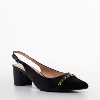 BIG SIZE, Pantofi dama cu toc negri din piele ecologica Felicity - Kalapod.net