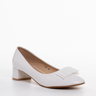 Pantofi Dama marimi mari, Pantofi dama cu toc albi din piele ecologica Grayson - Kalapod.net