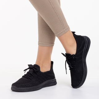 Incaltaminte Dama, Pantofi sport dama negre din material textil Frieda - Kalapod.net