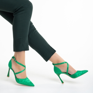 NOUTATI, Pantofi dama verzi din material textil cu toc Adison - Kalapod.net
