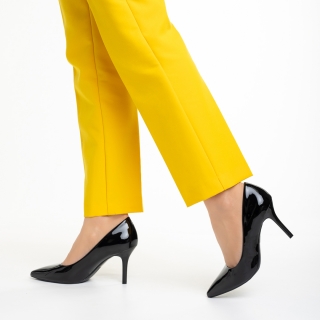 Pantofi eleganti dama, Pantofi dama negri din piele ecologica lacuita cu toc Lavena - Kalapod.net