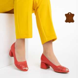 Pantofi Dama, Pantofi dama Marco rosii din piele naturala Epona - Kalapod.net