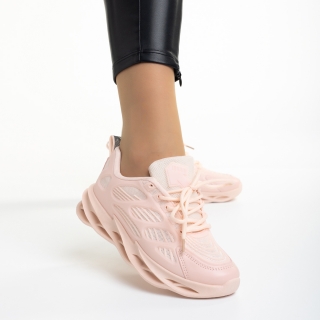 NOUTATI, Pantofi sport dama roz din piele ecologica si material textil Alora - Kalapod.net