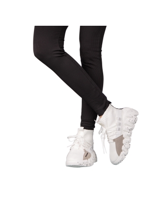 Incaltaminte Dama, Pantofi sport dama albi din material textil Meil - Kalapod.net