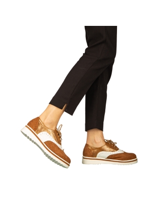 REDUCERI, Pantofi dama casual fara toc din piele ecologica camel Darme - Kalapod.net