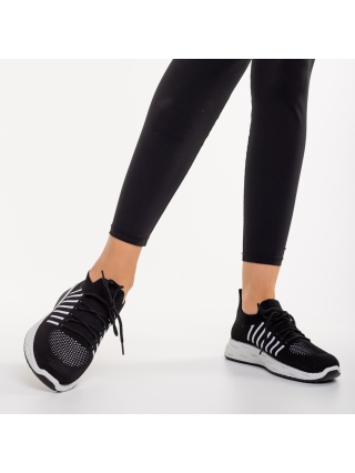 REDUCERI, Pantofi sport dama negri cu alb din material textil Biriza - Kalapod.net
