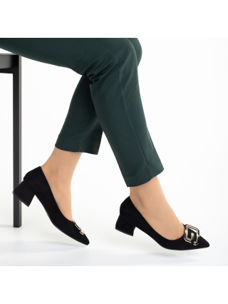 ULTIMA MARIME, Pantofi dama negri din material textil cu toc Ariyah - Kalapod.net