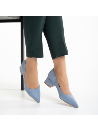 ULTIMA MARIME, Pantofi dama albastri din material textil cu toc Cataleya - Kalapod.net
