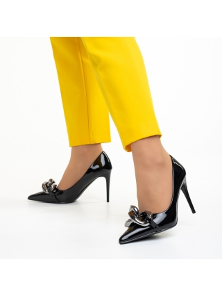 Pantofi de lac dama, Pantofi dama cu toc Semina negri - Kalapod.net