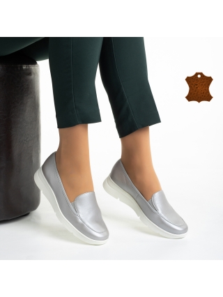 Pantofi casual, Pantofi dama argintii din piele naturala Tajana - Kalapod.net