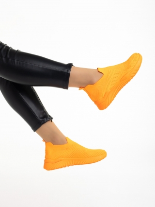 Pantofi Sport Dama, Pantofi sport dama portocalii din material textil Murielle - Kalapod.net