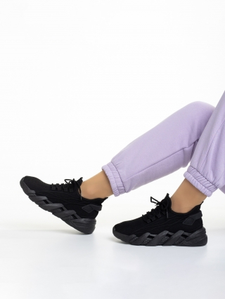 Incaltaminte Dama, Pantofi sport dama negri din material textil Leanna - Kalapod.net