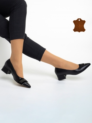 Pantofi Dama, Pantofi dama Marco negri din piele naturala Kamini - Kalapod.net