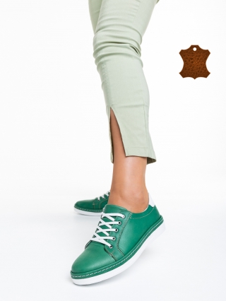 Pantofi casual dama verzi din piele naturala Prossy - Kalapod.net