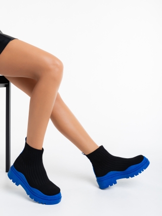 Incaltaminte Dama, Pantofi sport dama negri cu albastru din material textil Anneliese - Kalapod.net