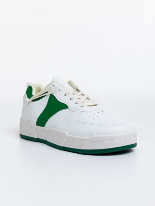 Pantofi sport Barbati , Pantofi sport barbati albi cu verde din piele ecologica Verdell - Kalapod.net