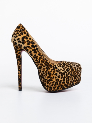 ULTIMA MARIME, Pantofi dama leopard cu toc din material textil Evanthia - Kalapod.net