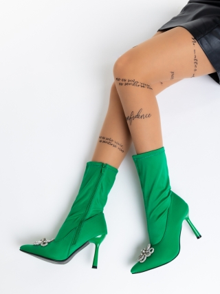 Botine dama verde din material textil Taniel - Kalapod.net