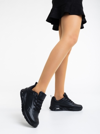 Incaltaminte Dama, Pantofi sport dama negri din piele ecologica Arline - Kalapod.net