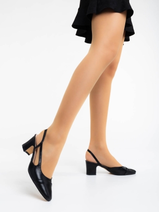 NOUTATI, Pantofi dama negri cu toc din piele ecologica Verna - Kalapod.net