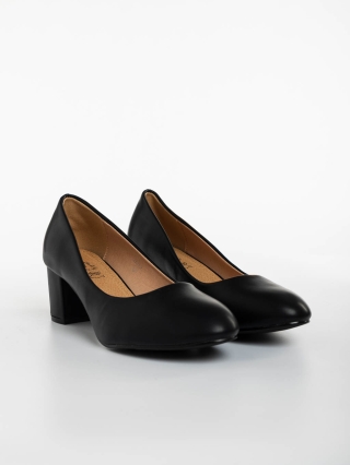 Pantofi Dama marimi mari, Pantofi dama negri cu toc din piele ecologica Gianara - Kalapod.net