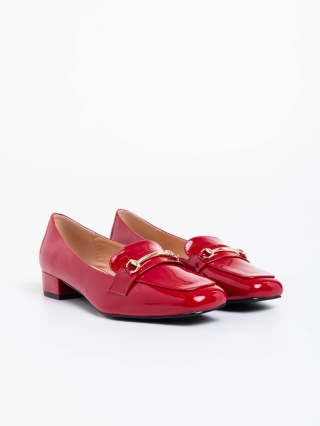 Pantofi Dama marimi mari, Pantofi dama rosii cu toc din piele ecologica lacuita Shantay - Kalapod.net