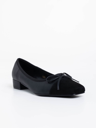 Pantofi Dama marimi mari, Pantofi dama negri cu toc din piele ecologica Shyann - Kalapod.net