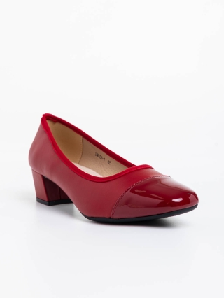 Pantofi Dama marimi mari, Pantofi dama rosii cu toc din piele ecologica Reine - Kalapod.net
