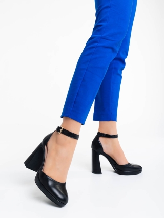 Incaltaminte Dama, Pantofi dama negri cu toc din material textil Sieanna - Kalapod.net