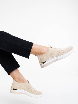 NOUTATI, Pantofi sport dama bej deschis  din material textil Razia - Kalapod.net