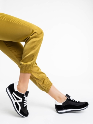 NOUTATI, Pantofi sport dama negri din piele ecologica si material textil Romaya - Kalapod.net