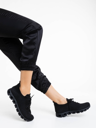 Incaltaminte Dama, Pantofi sport dama negri din material textil Romeesa - Kalapod.net